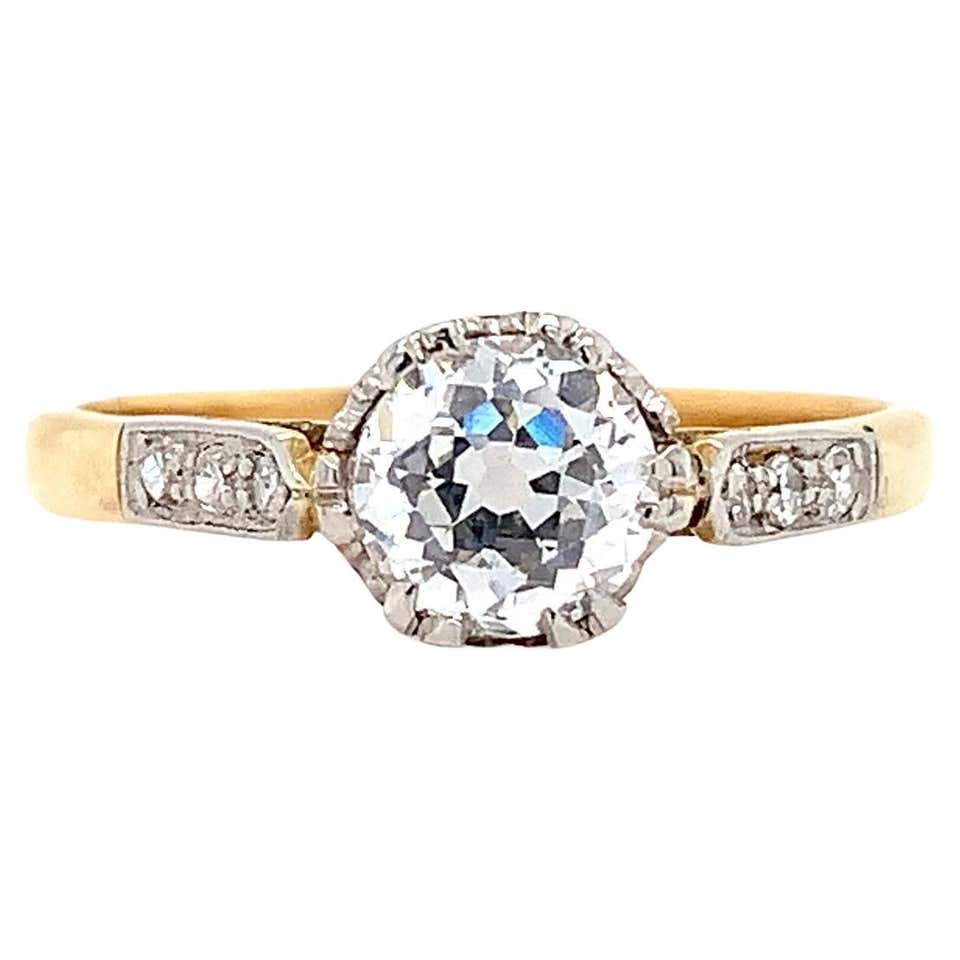 Minhe Rings Antique Victorian 18K Yellow Gold Old Mine Diamond Engagement Ring ...