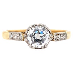 Antiker Verlobungsring mit Diamanten im alten Schliff 18k Gelbgold