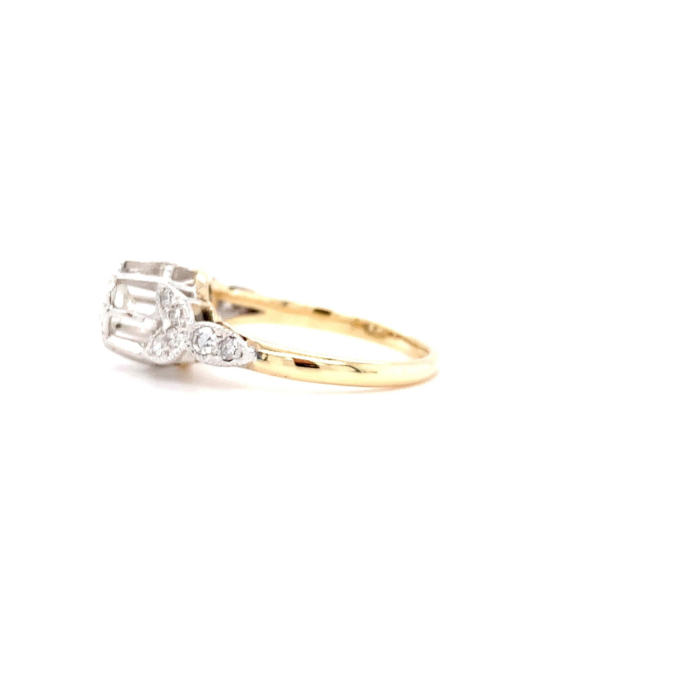 Antiker Verlobungsring aus Platin und 18 Karat Gelbgold mit Diamanten im Altschliff im Zustand „Neu“ im Angebot in London, GB