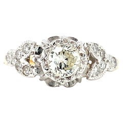 Old cut diamond antique engagement ring platinum and 18k yellow gold