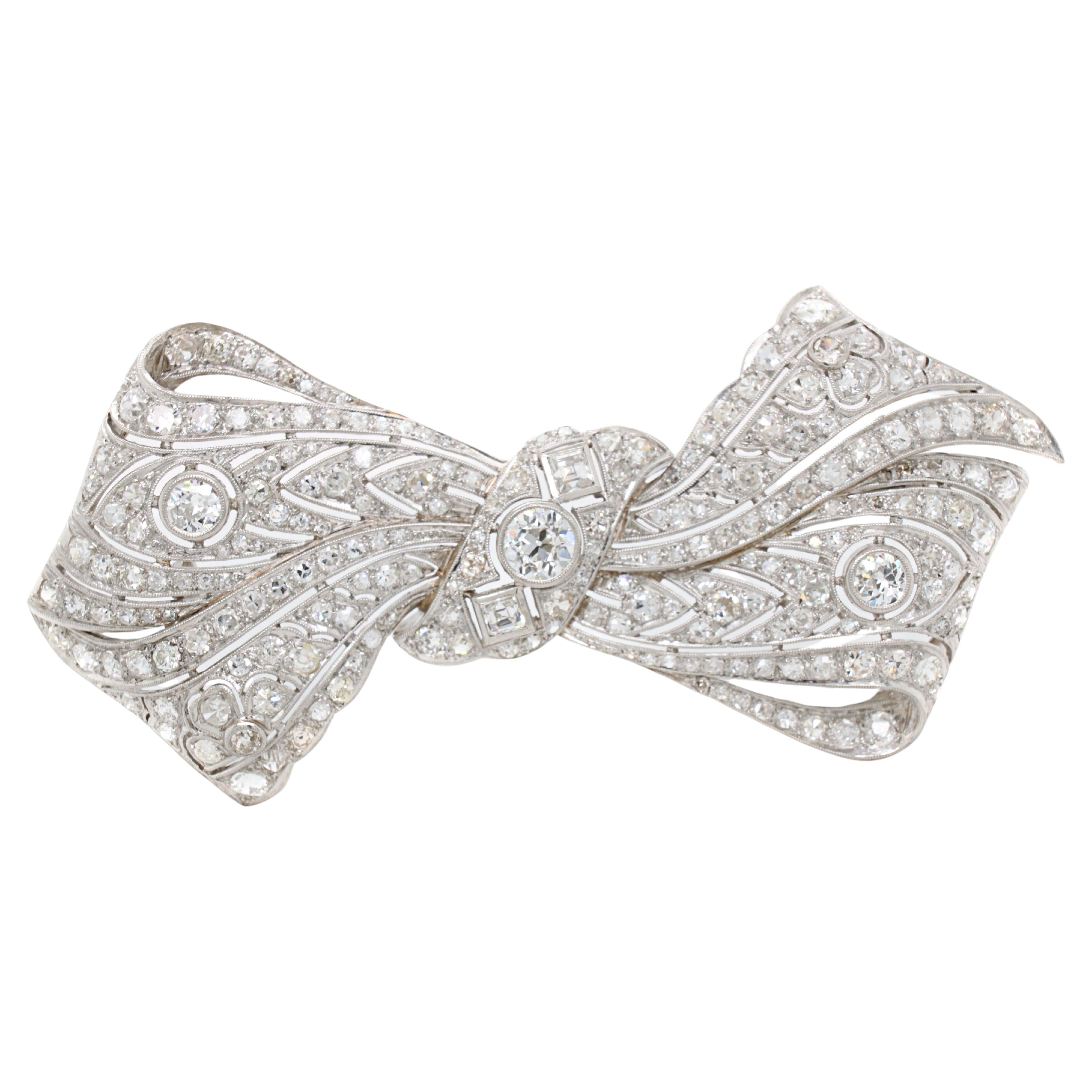 Old Cut Diamond Bow Brooch