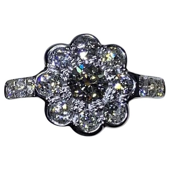 Old Cut Diamond Cluster Antique Engagement Ring Yellow Gold