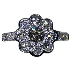 Old Cut Diamond Cluster Antique Engagement Ring Yellow Gold