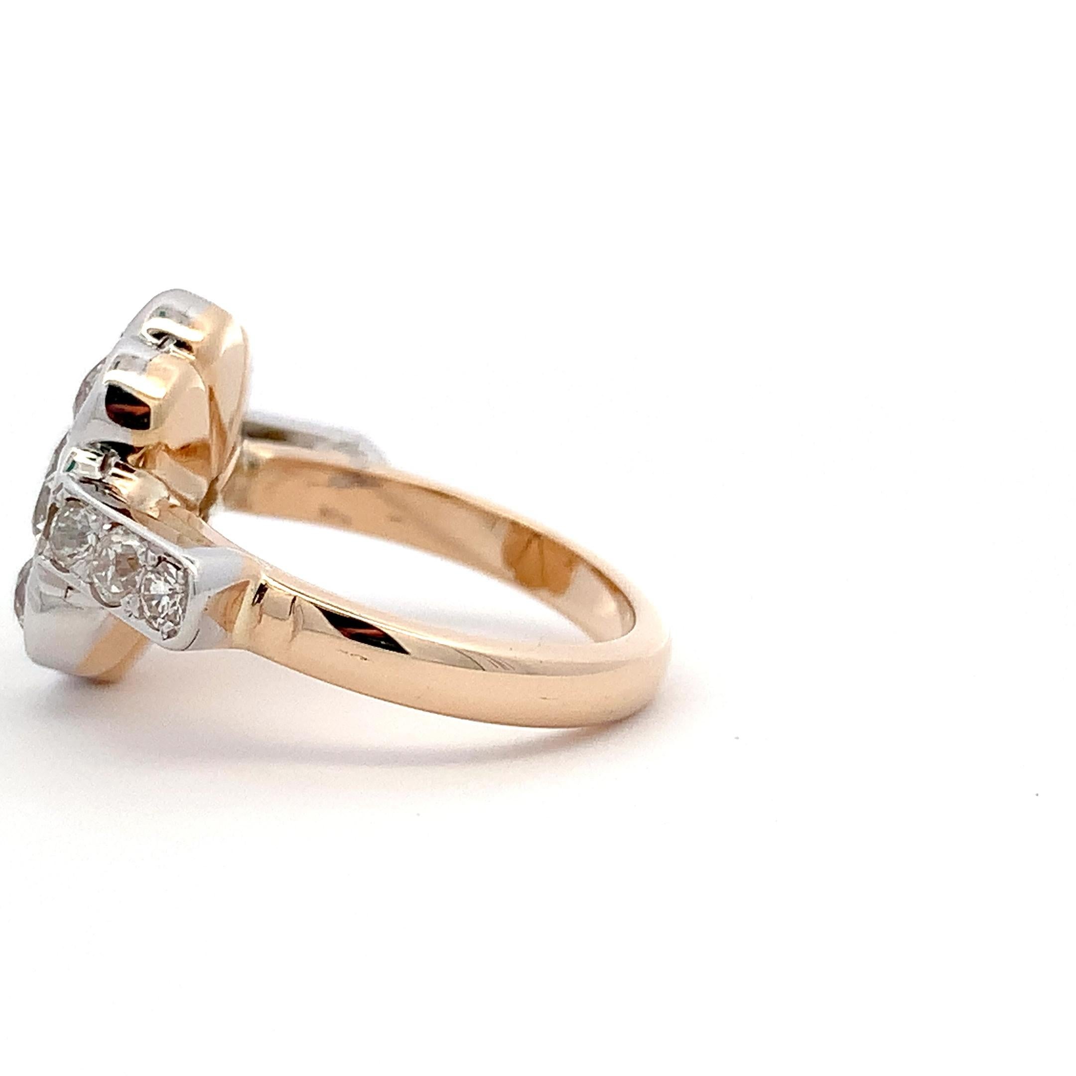 Old cut diamond cluster French antique engagement ring yellow gold For Sale 1