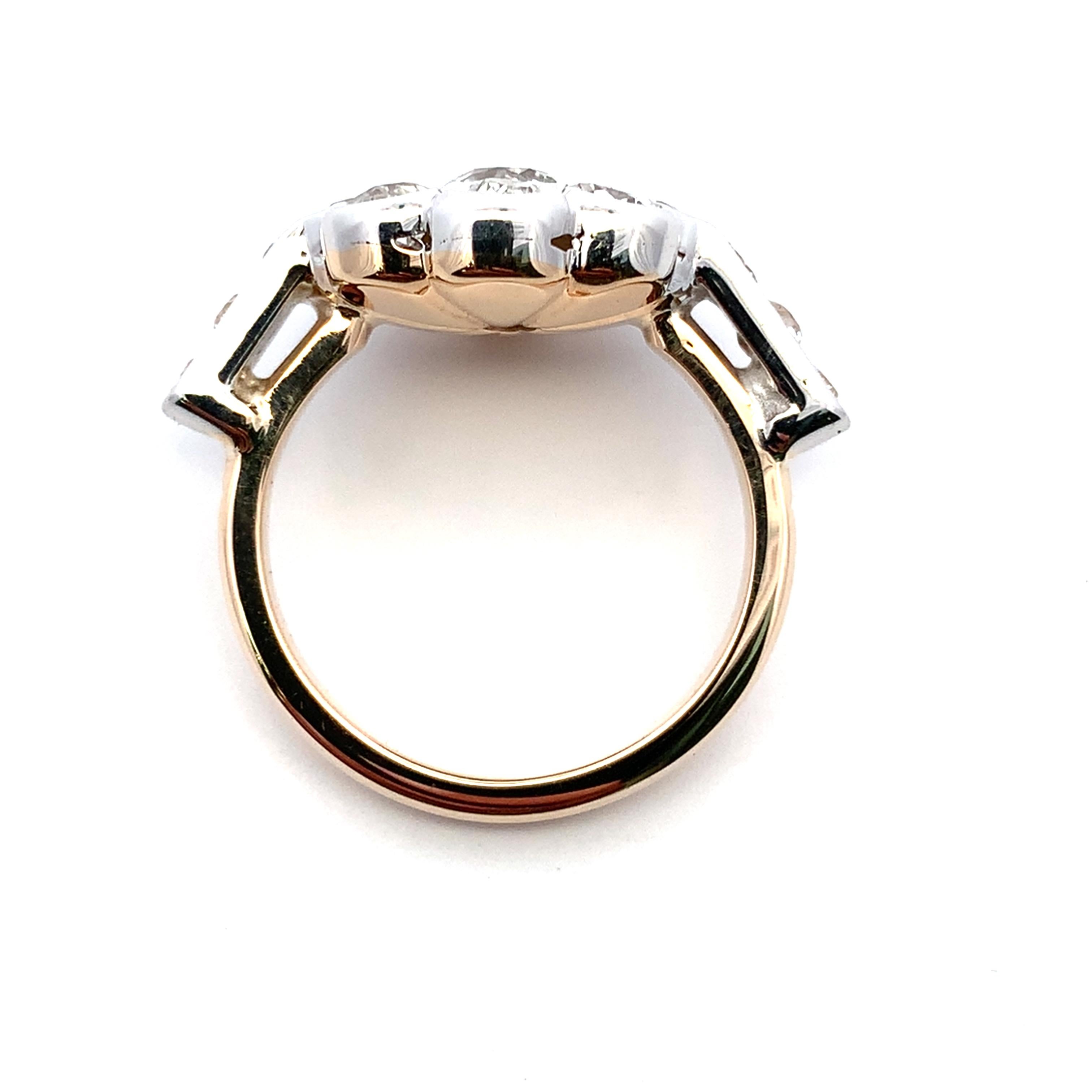 Old cut diamond cluster French antique engagement ring yellow gold For Sale 3