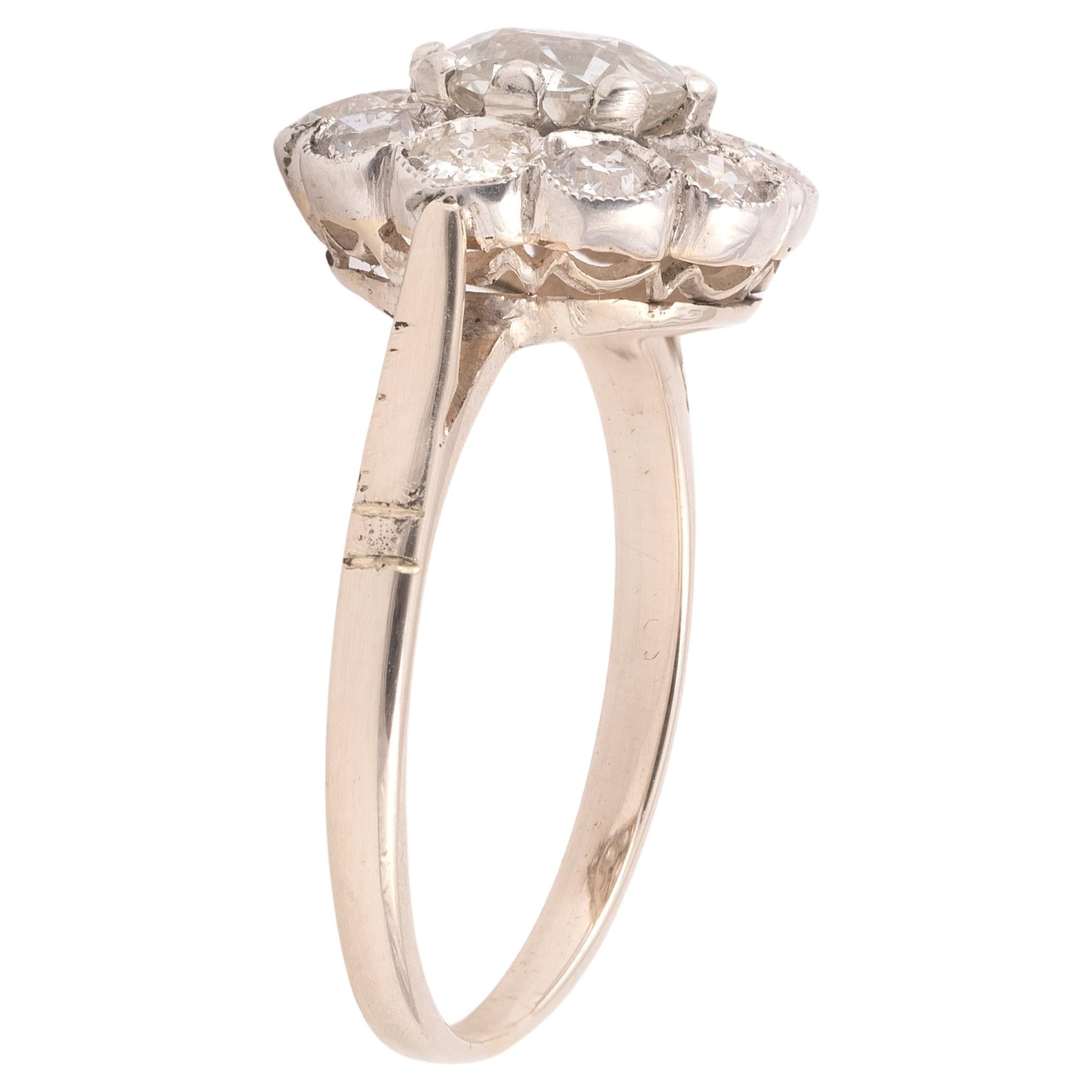 Diamant-Cluster-Ring mit Altschliff im Zustand „Hervorragend“ im Angebot in Firenze, IT