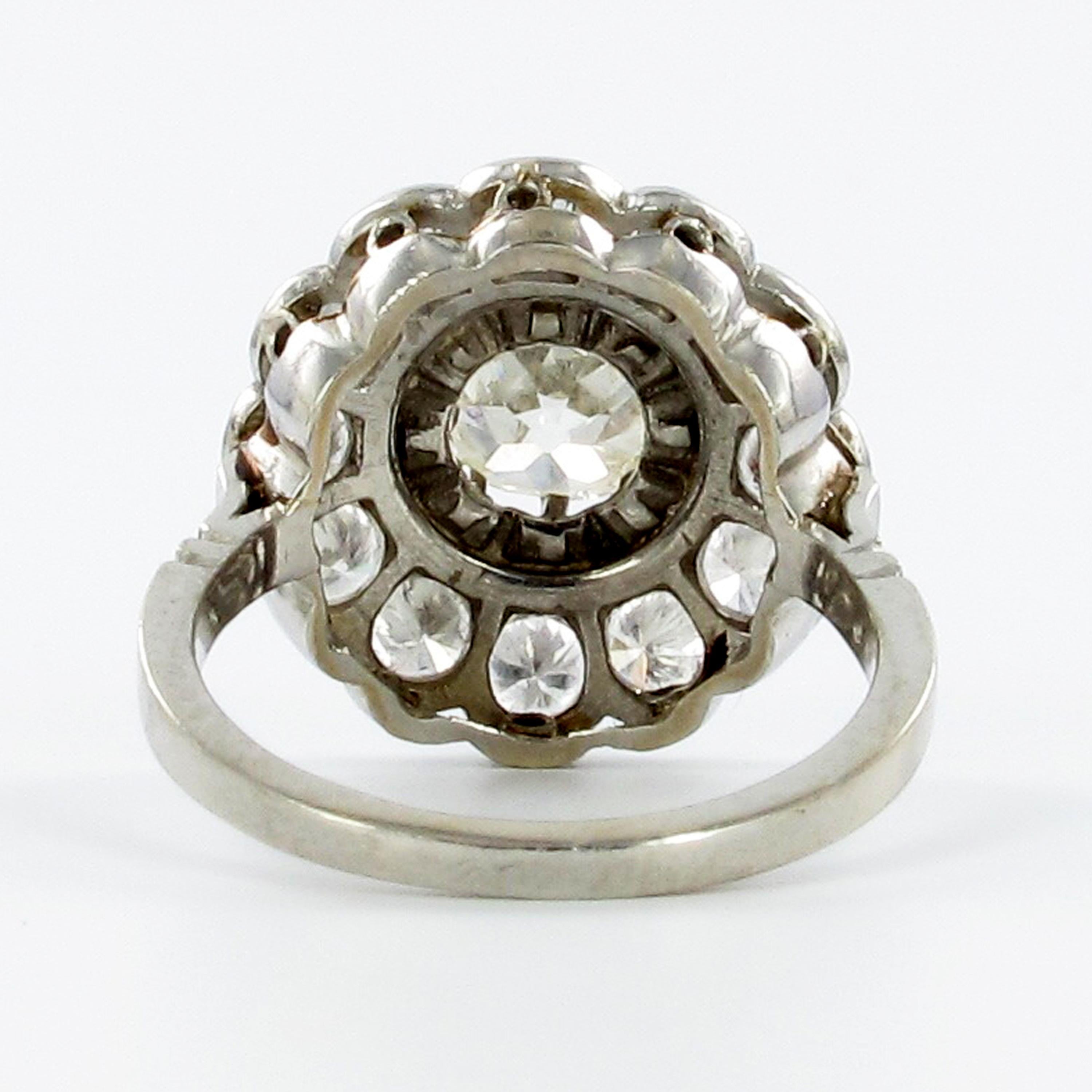 Victorian Old Cut Diamond Cluster Ring in Platinum