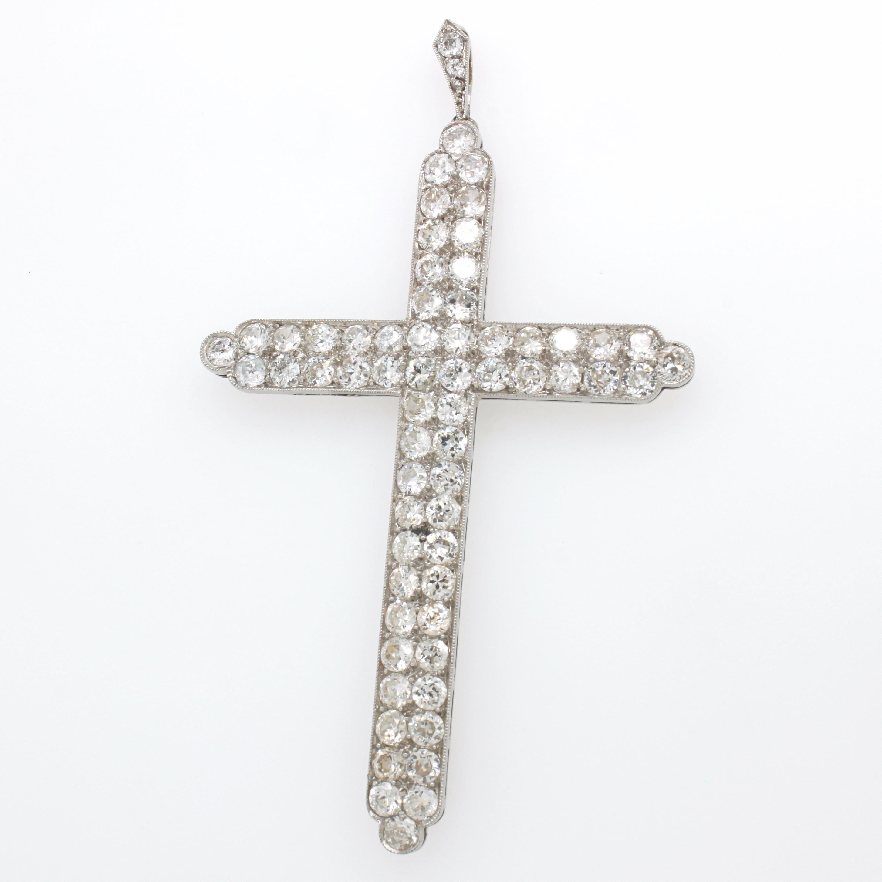 Old Cut Diamond Cross Pendant, circa 1900s In Excellent Condition In Idar-Oberstein, DE