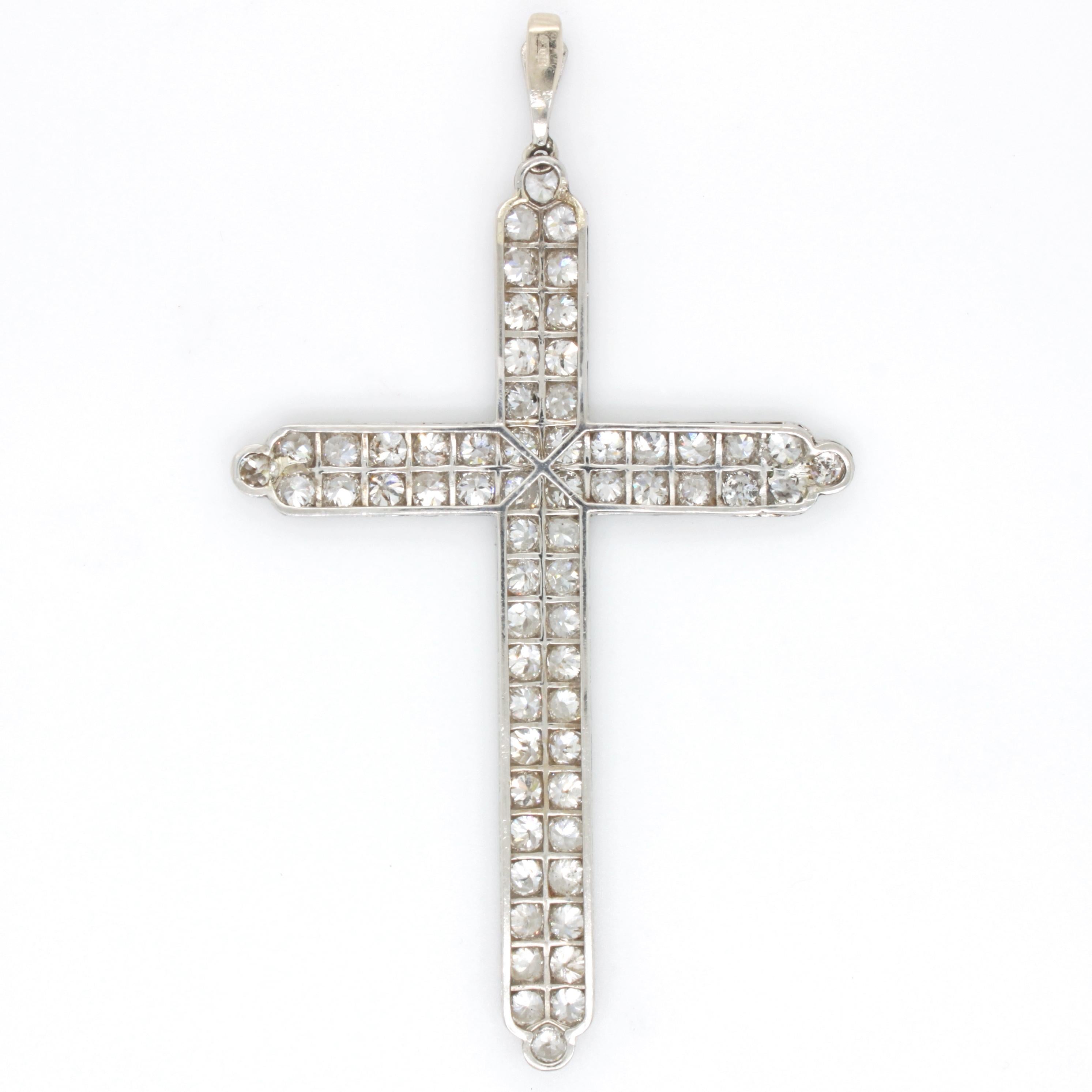 Old Cut Diamond Cross Pendant, circa 1900s 1