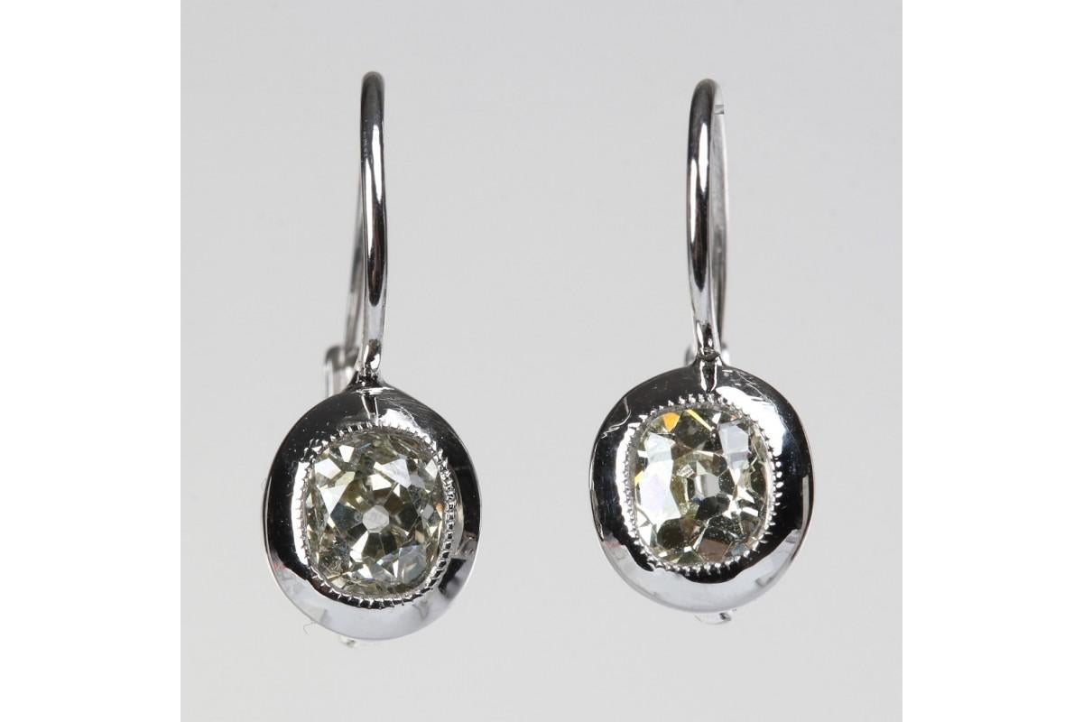 Old European Cut Old-cut diamond earrings, 1.20ct, Scandinavia, first half of the 20th ce For Sale