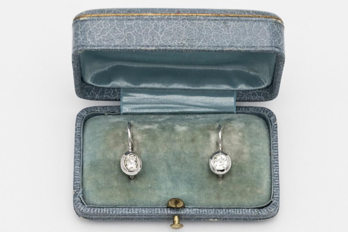 Old-cut diamond earrings, 1.20ct, Scandinavia, first half of the 20th ce For Sale 1
