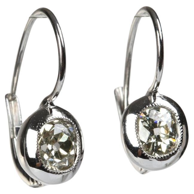 Old-cut diamond earrings, 1.20ct, Scandinavia, first half of the 20th ce For Sale