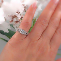 Old Cut Diamond Engagement Ring 1.30 Carat in 18 Karat White Gold