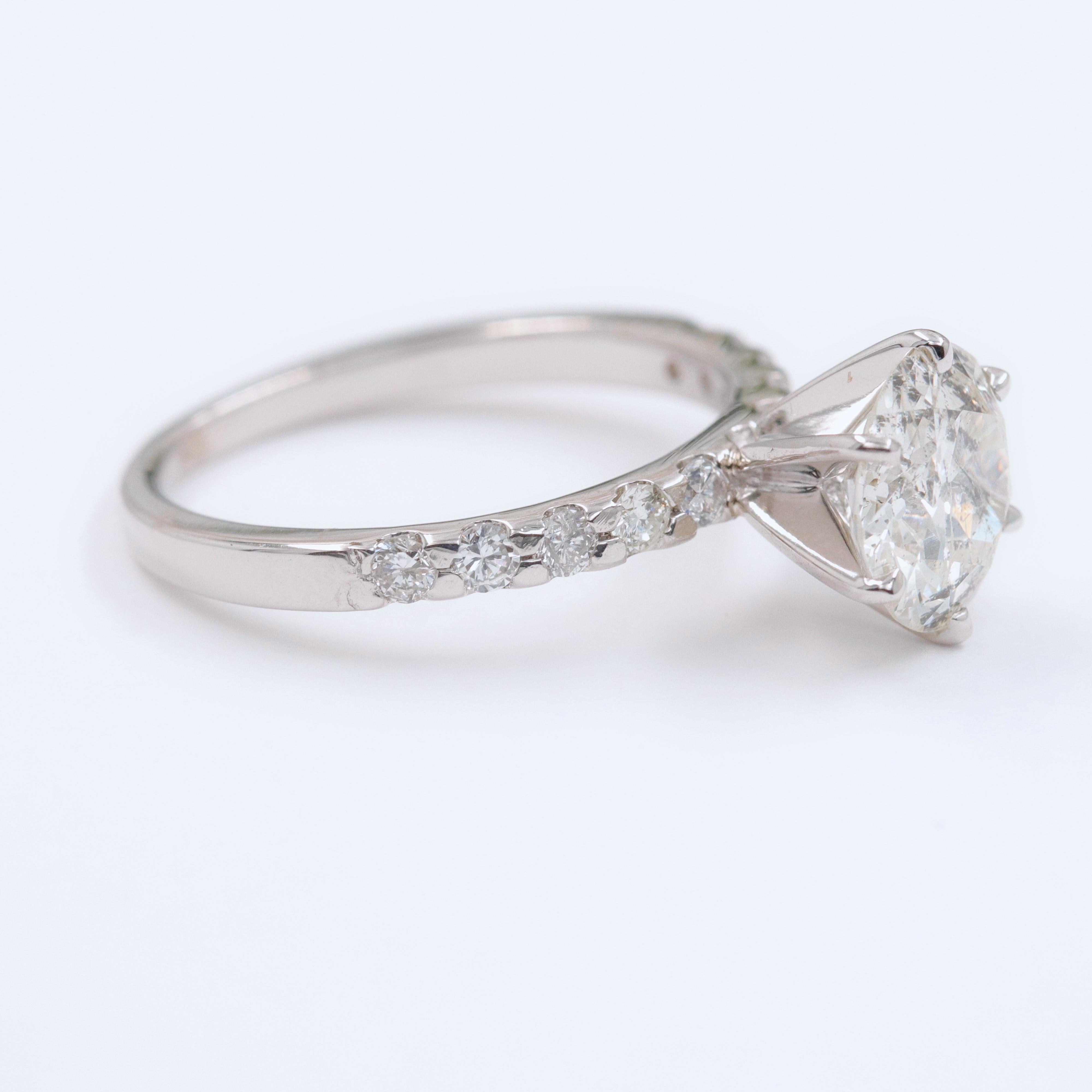 Old Cut Diamond Engagement Ring 1.94 Carat Set in 14 Karat White Gold 1