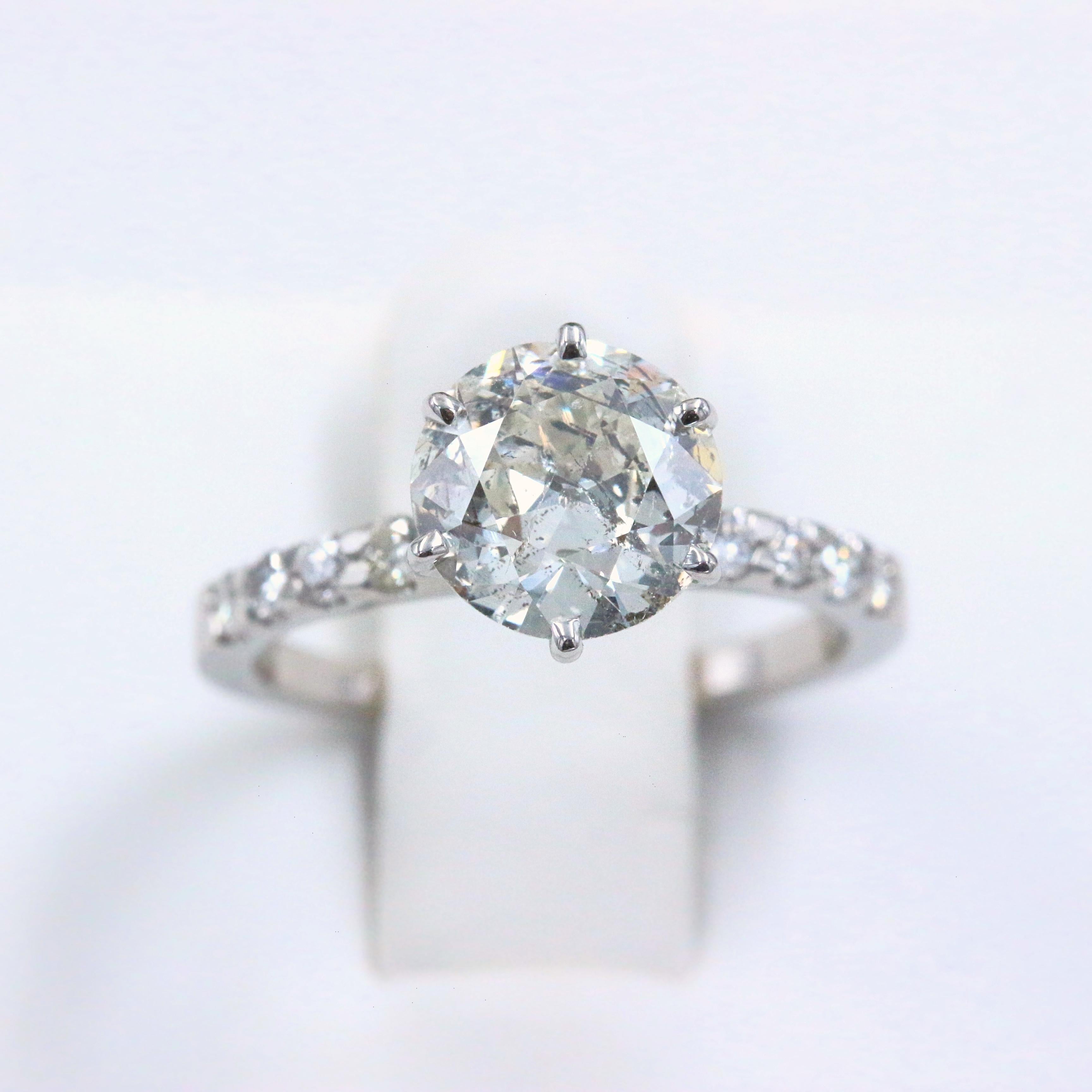 Old Cut Diamond Engagement Ring 1.94 Carat Set in 14 Karat White Gold 2