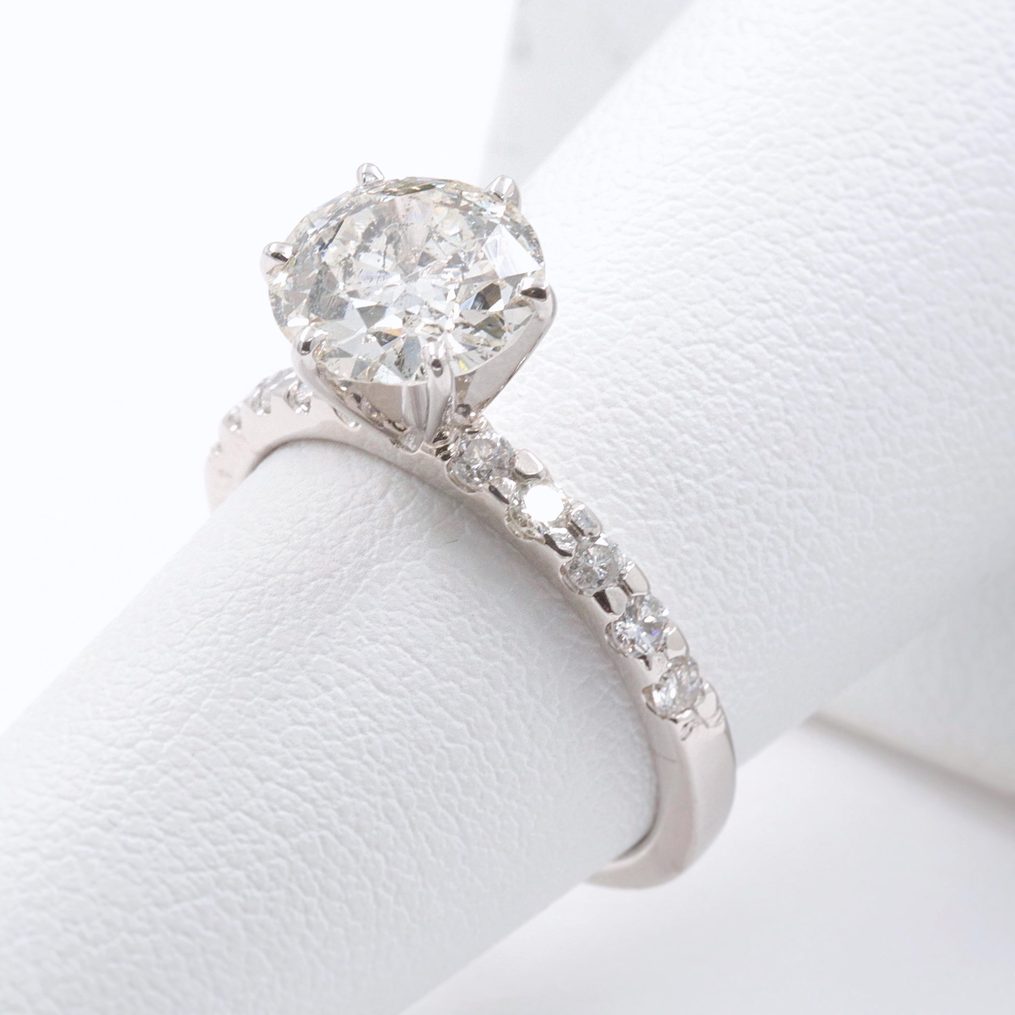 Old Cut Diamond Engagement Ring 1.94 Carat Set in 14 Karat White Gold 4
