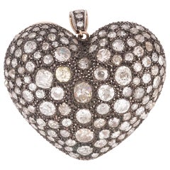 Vintage 90s Charming 925 Pearl Pyrope Garnet Puffed Heart Pendant