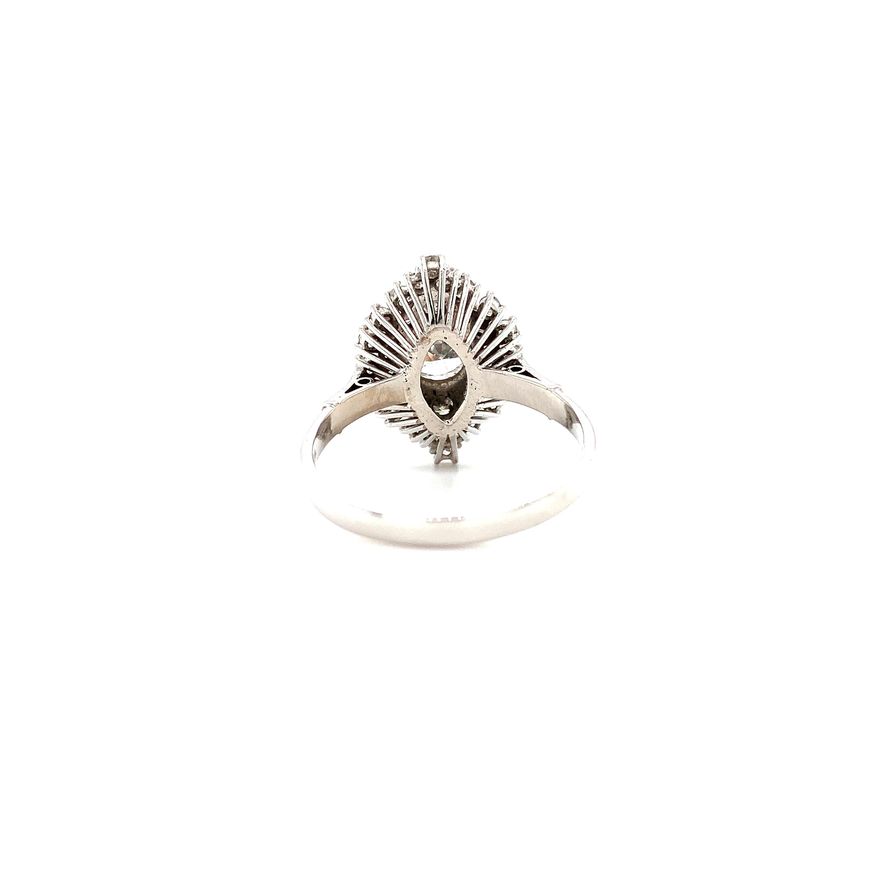 Women's Old cut diamond marquise art deco cocktail ring platinum For Sale