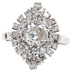 Altschliff Diamant Marquise Art Deco Cocktail Ring Platin