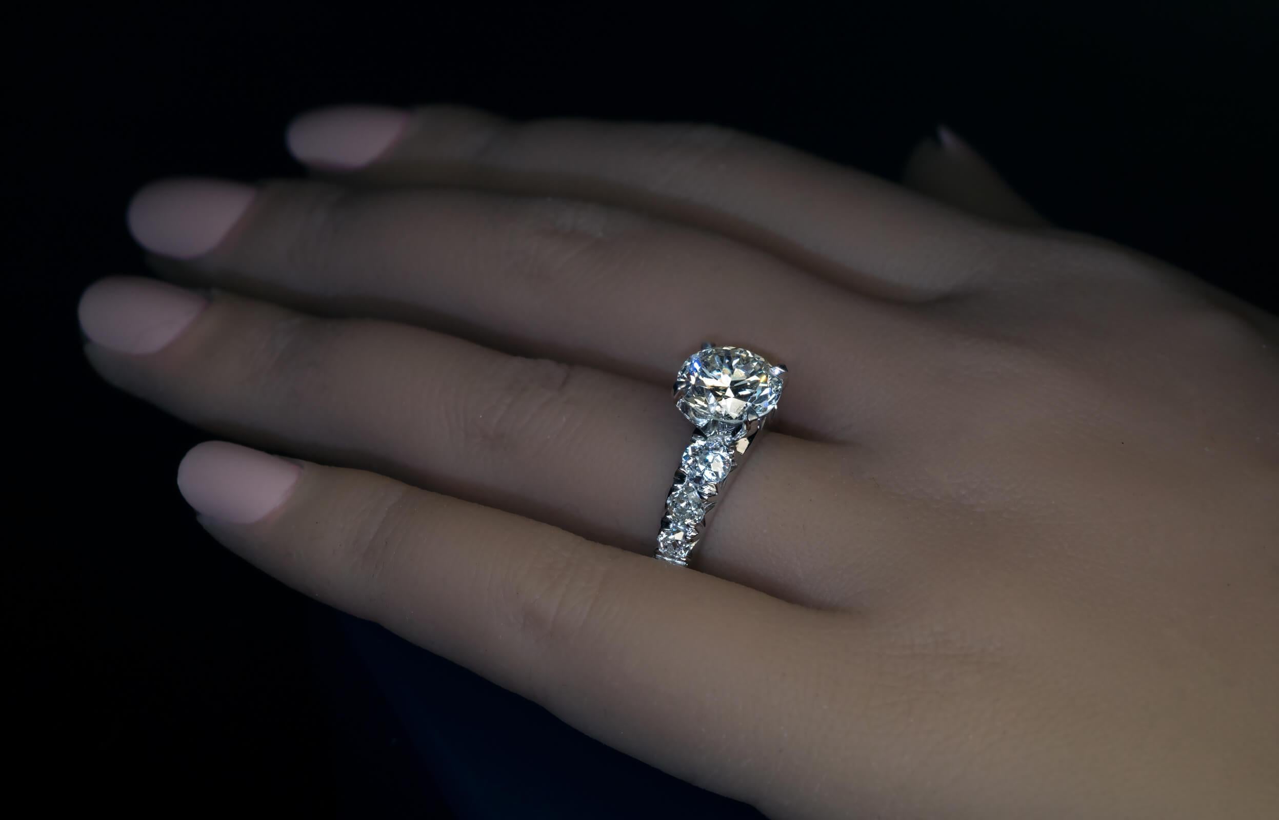 Modern Old Cut Diamond Platinum Engagement Ring For Sale