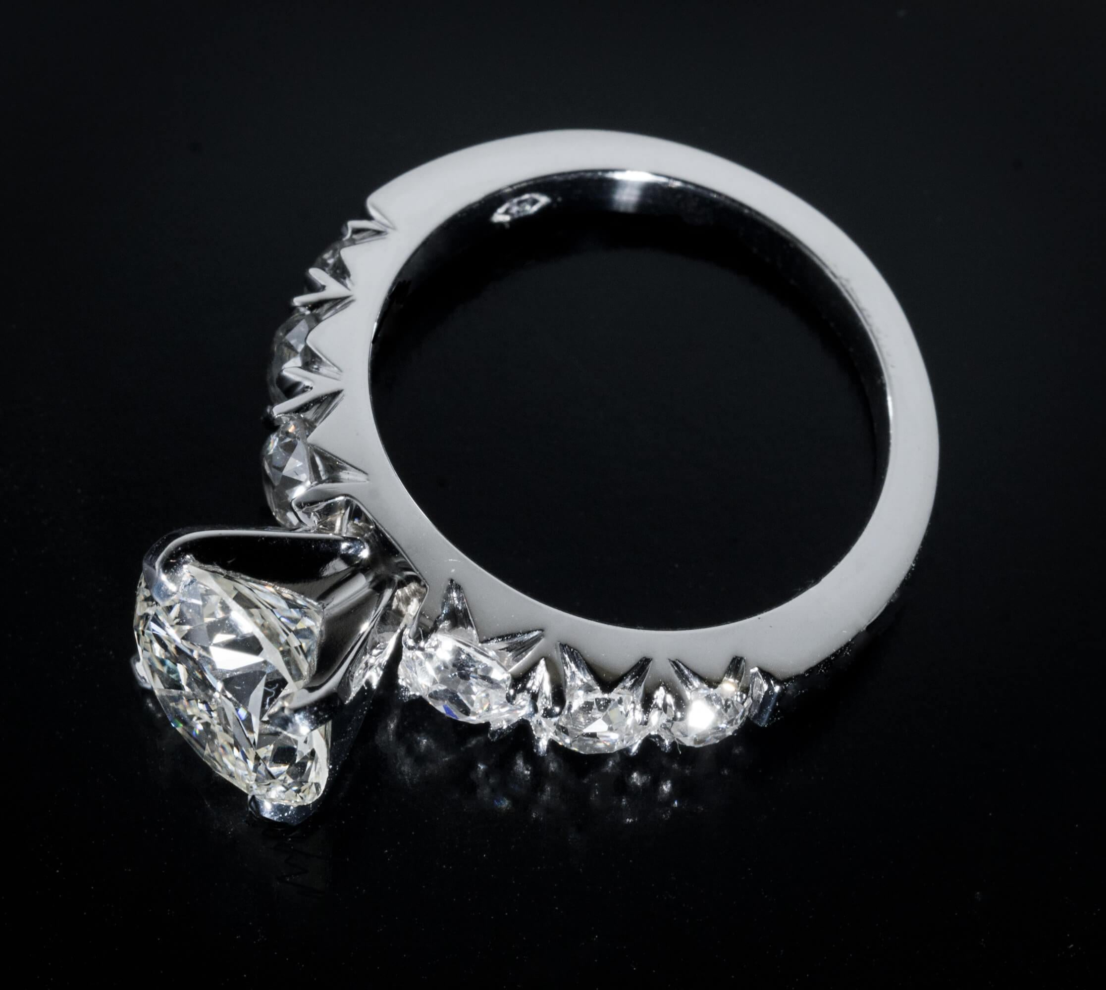 Women's Old Cut Diamond Platinum Engagement Ring For Sale