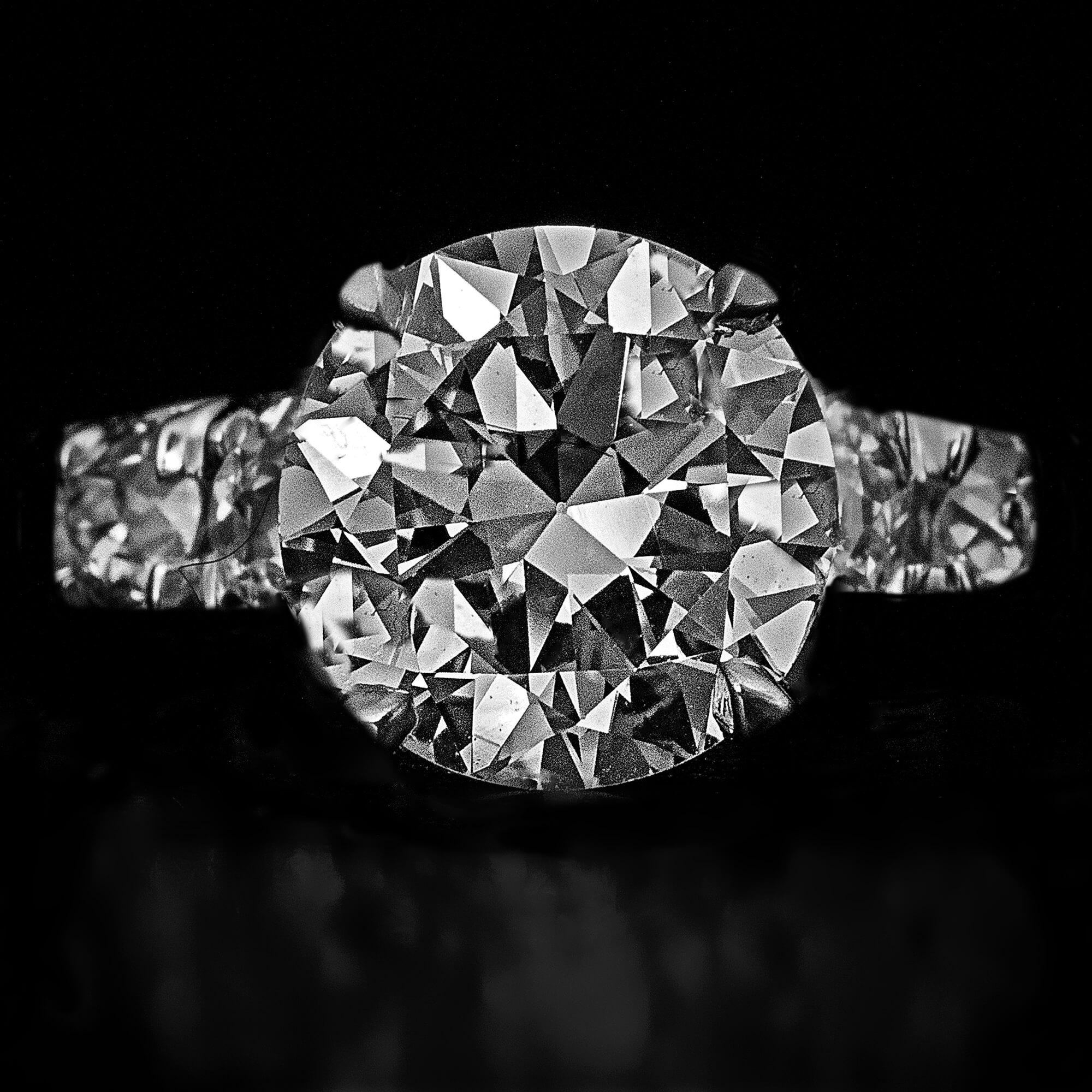 Old Cut Diamond Platinum Engagement Ring For Sale 2