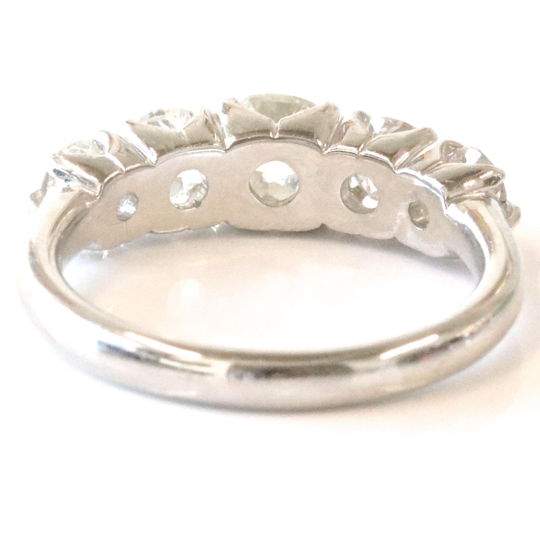 Women's Old Cut Diamond Platinum Five-Stone Platinum Ring