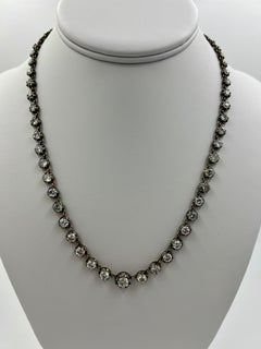 Old Cut Diamond Riviera Gold Silver Necklace