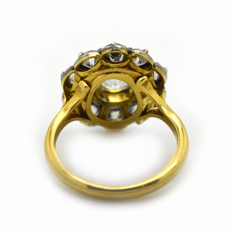 Diamant-Cluster-Ring aus Silber auf Gold mit Altschliff, 2,74 Karat (Moderne)