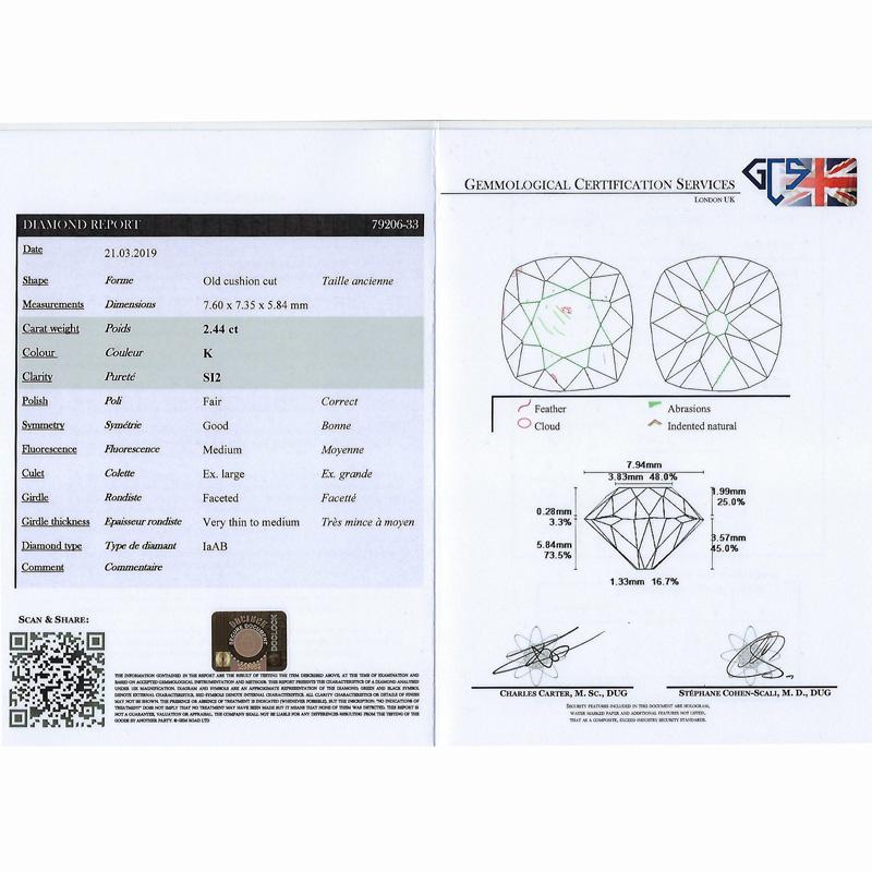 Diamant-Cluster-Ring aus Silber auf Gold mit Altschliff, 2,74 Karat (Alteuropäischer Brillantschliff)