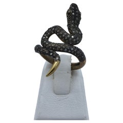 old cut diamond snake ring silver gold pated