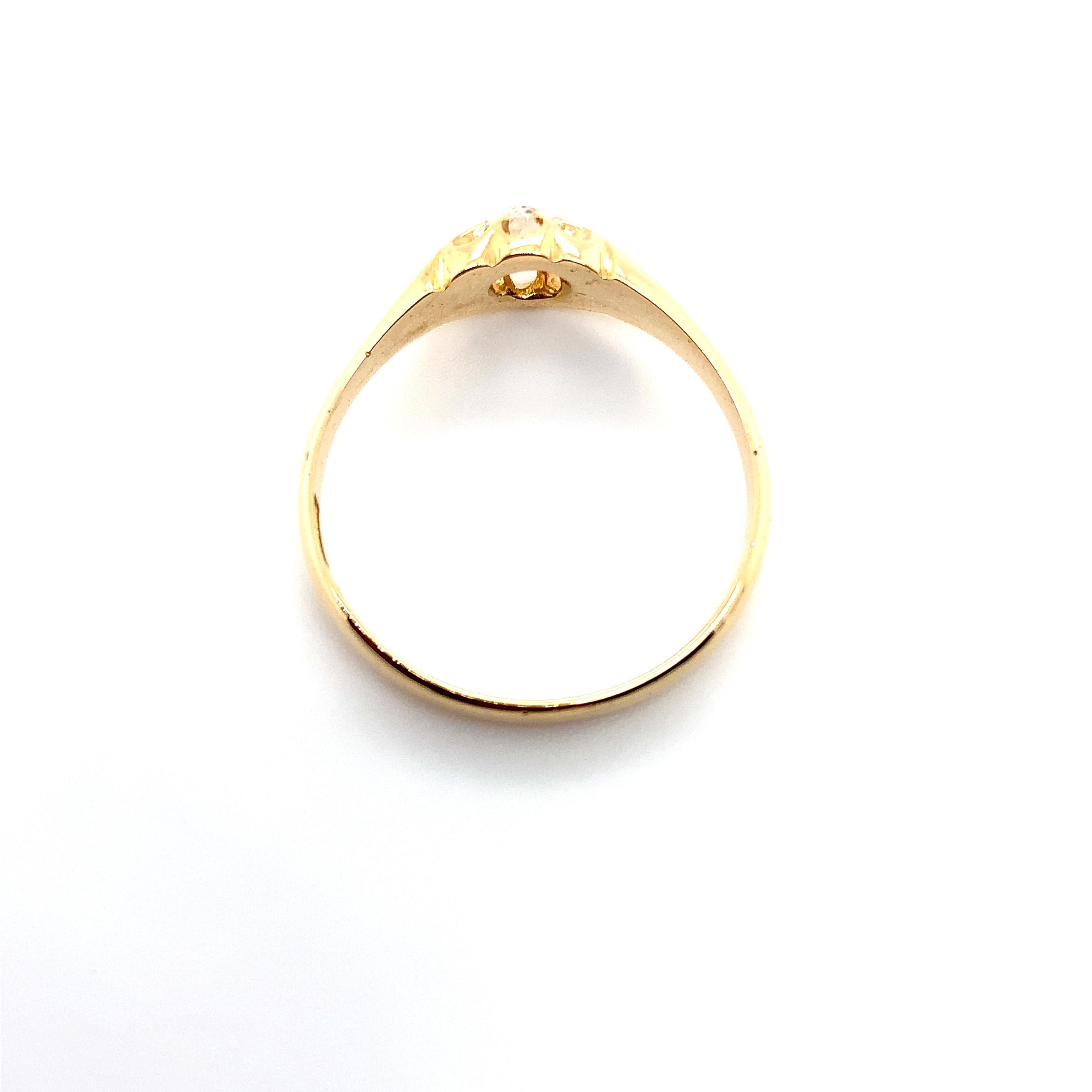 Anillo de compromiso art déco solitario diamante talla antigua oro amarillo 18k Corte europeo antiguo en venta