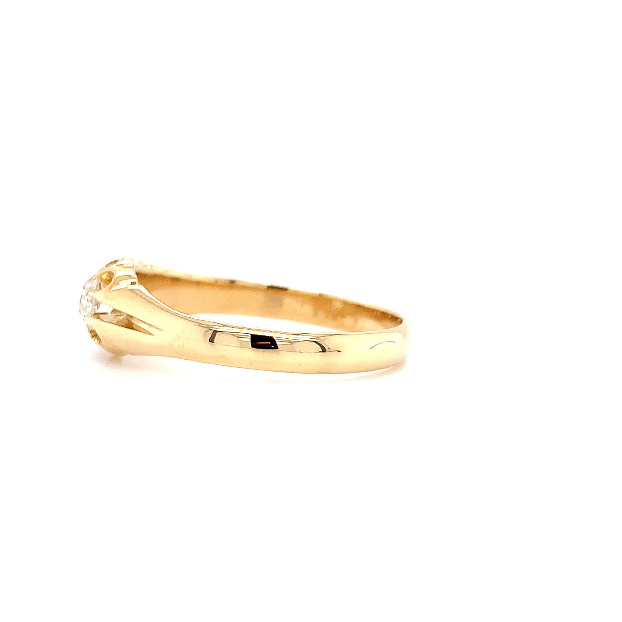 Anillo de compromiso art déco solitario diamante talla antigua oro amarillo 18k en Nuevo estado para la venta en London, GB