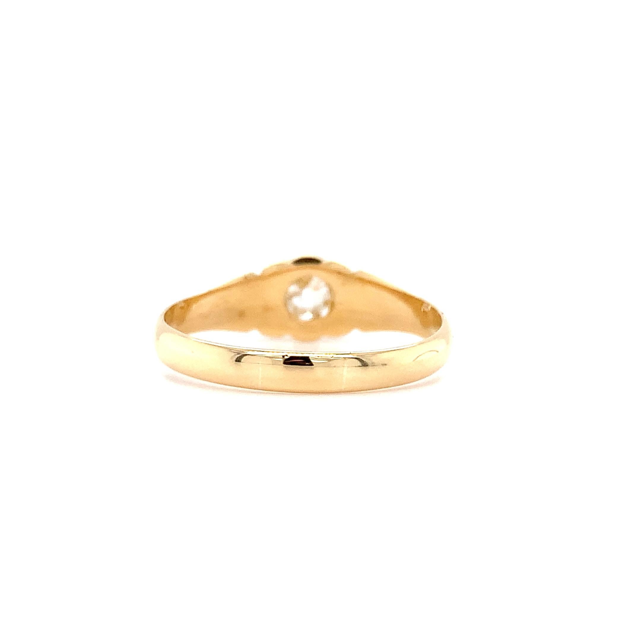 De las mujeres Anillo de compromiso art déco solitario diamante talla antigua oro amarillo 18k en venta