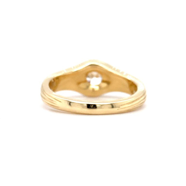 Bague De Fiançailles Art Déco Vintage - Or Jaune 14k - Diamant Solitaire Européen ~0.22ct - Taille 6.5