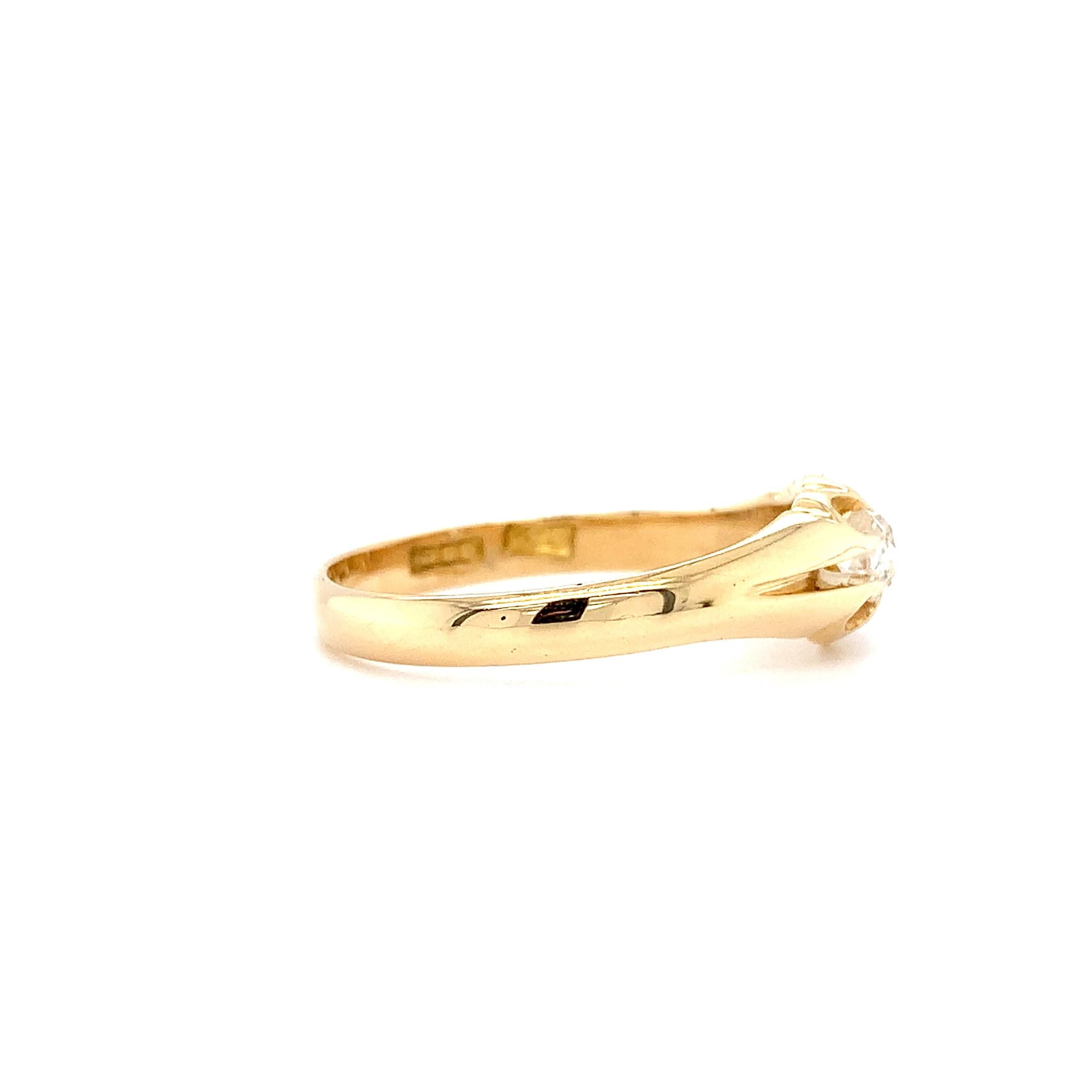 Anillo de compromiso art déco solitario diamante talla antigua oro amarillo 18k en venta 1