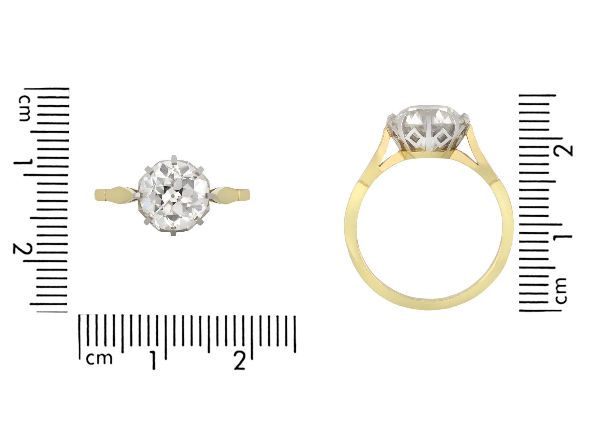 Old European Cut Antique 2.54 carat diamond engagement ring, circa 1915. For Sale