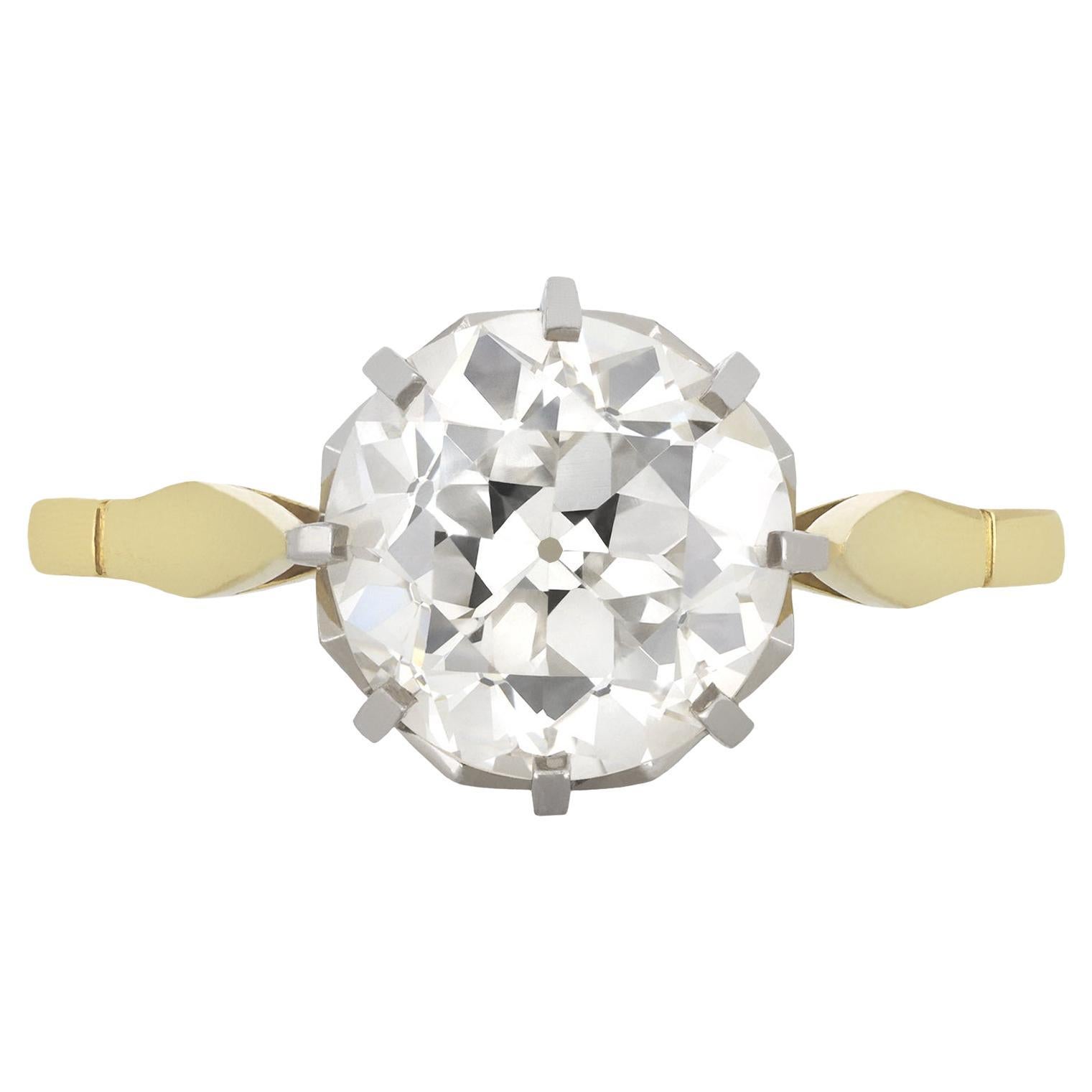 Antique 2.54 carat diamond engagement ring, circa 1915. For Sale