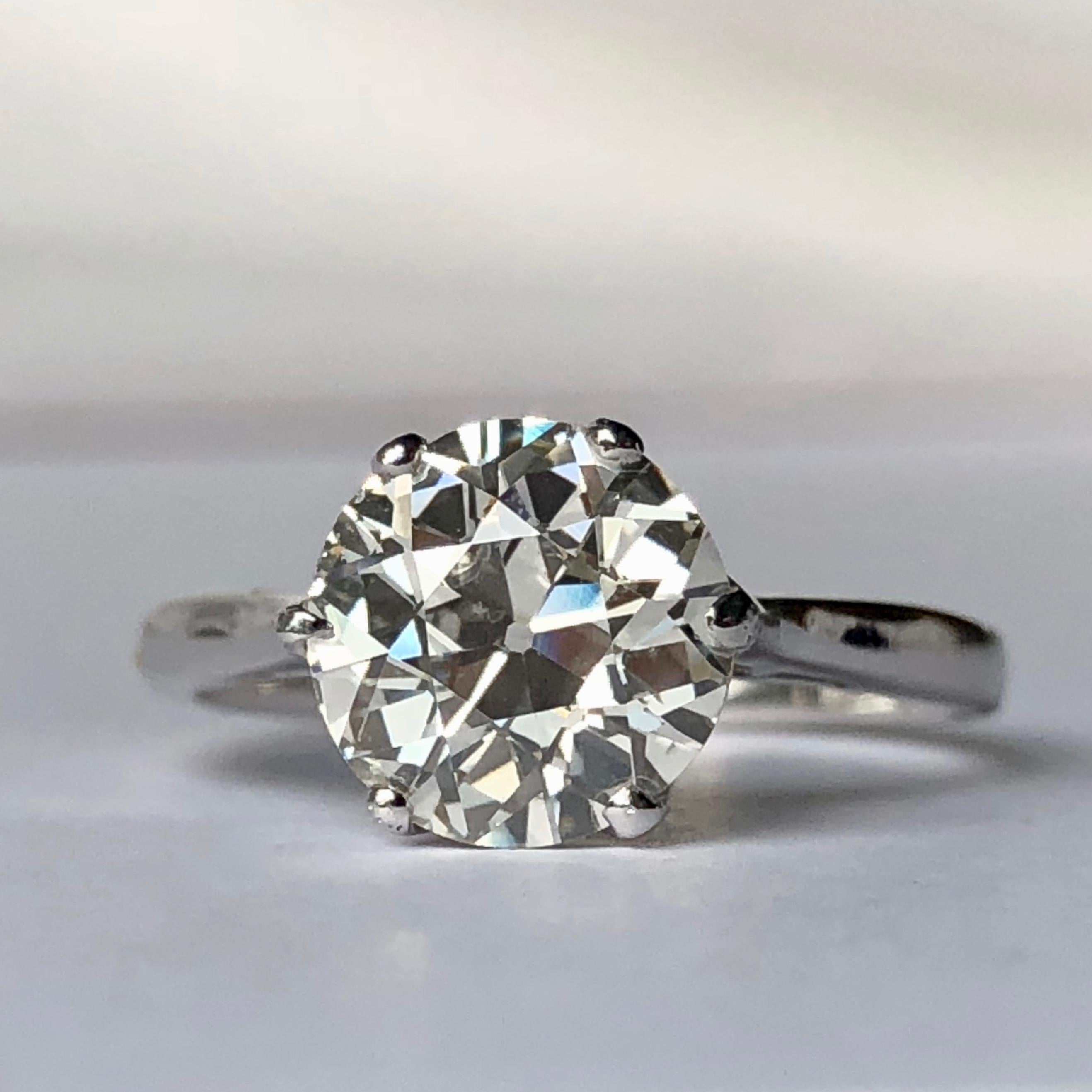 Women's Old Cut Diamond Solitaire Single Stone Vintage Engagement Ring 2.35ct H/I SI1