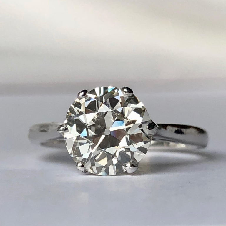 Old Cut Diamond Solitaire Single Stone Vintage Engagement Ring 2.35ct H ...