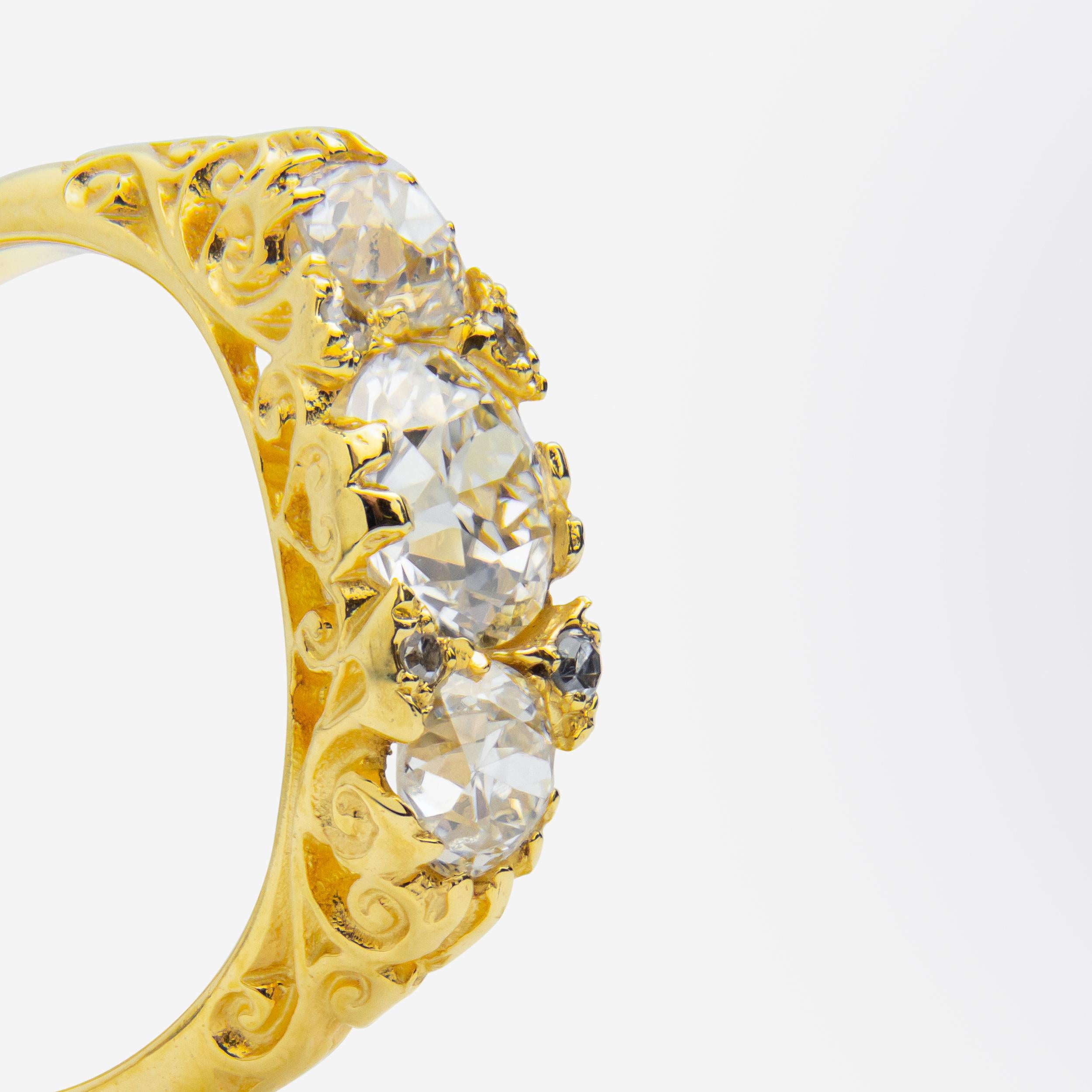 Women's or Men's Old Cut Diamond Trinity Ring For Sale