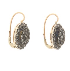 Old Cut Diamonds 9 Karat Yellow Gold Stud Earrings