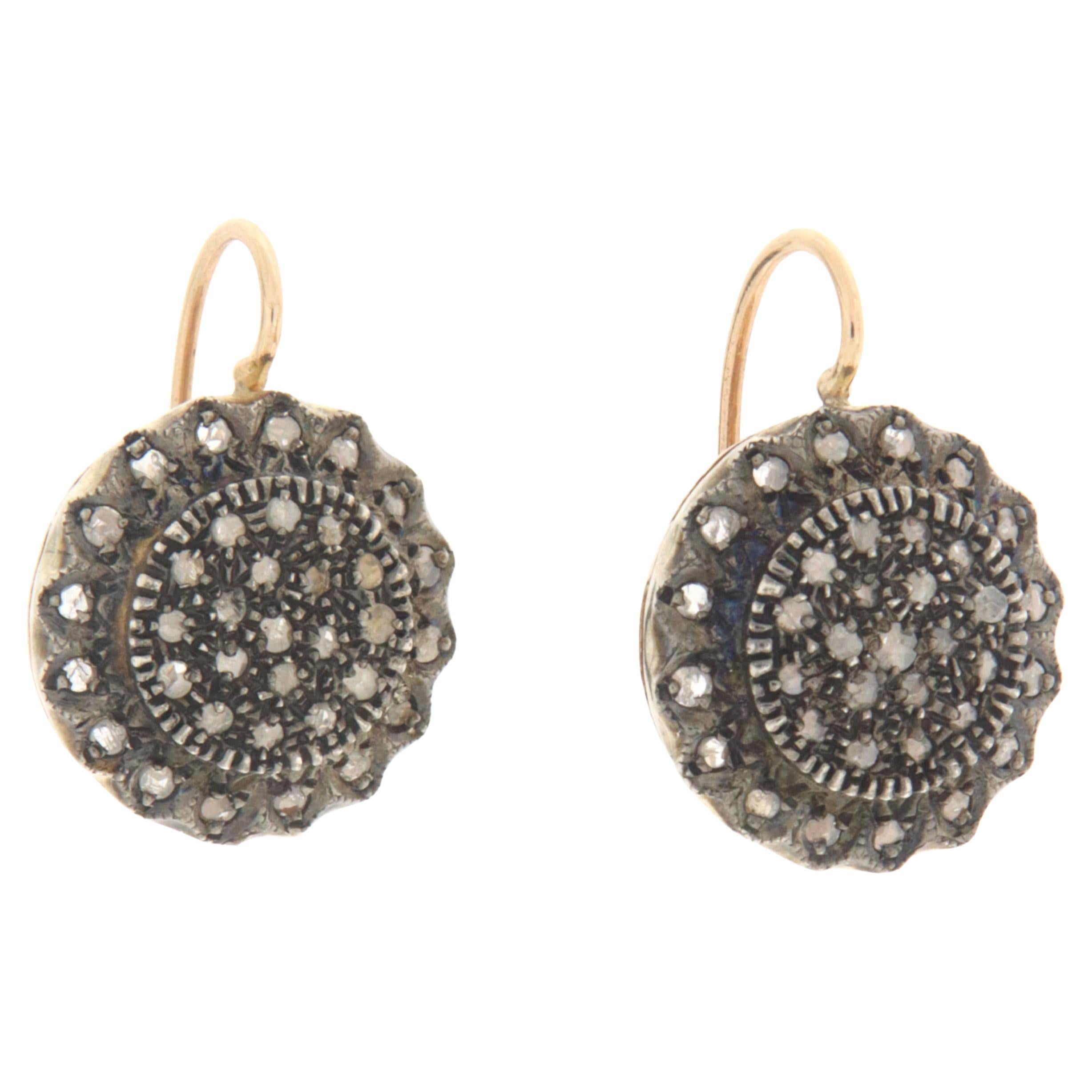 Pendientes de oro amarillo de 9 quilates con diamantes talla antigua en venta