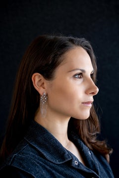 Old Cut Diamonds and 18 Karat White Gold Refines Earrings by Marion Jeantet