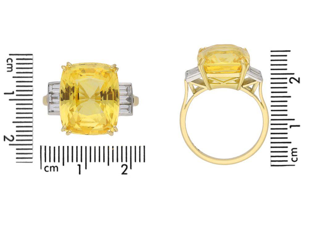 Altschliff natürlicher ungeschliffener Ceylon gelber Saphir Diamantring im Zustand „Gut“ in London, GB