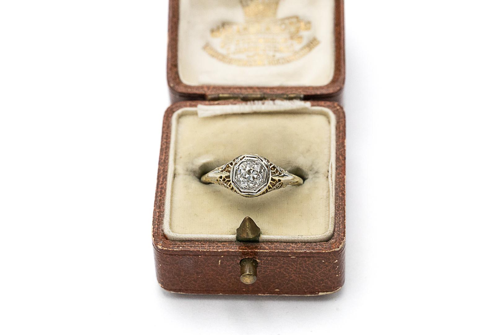 Old-cut solitaire ring with a 0.75ct diamond from around 1900. im Angebot 4
