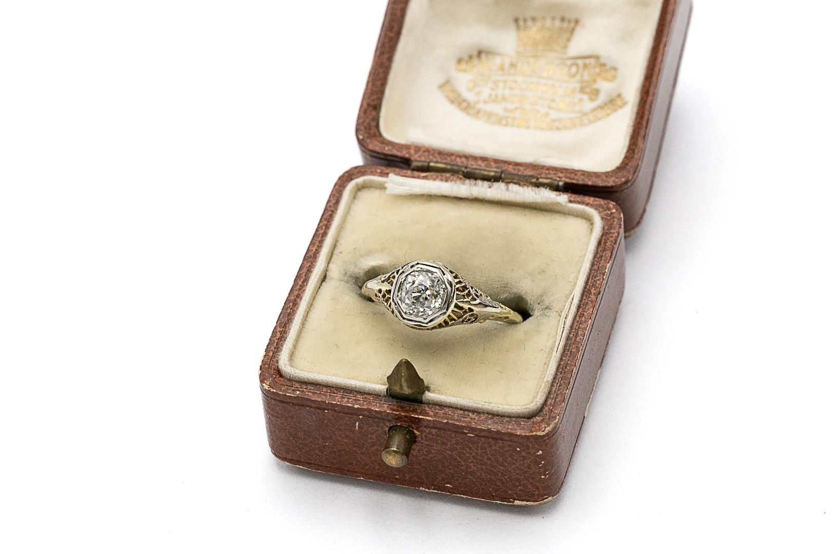Old-cut solitaire ring with a 0.75ct diamond from around 1900. im Angebot 3