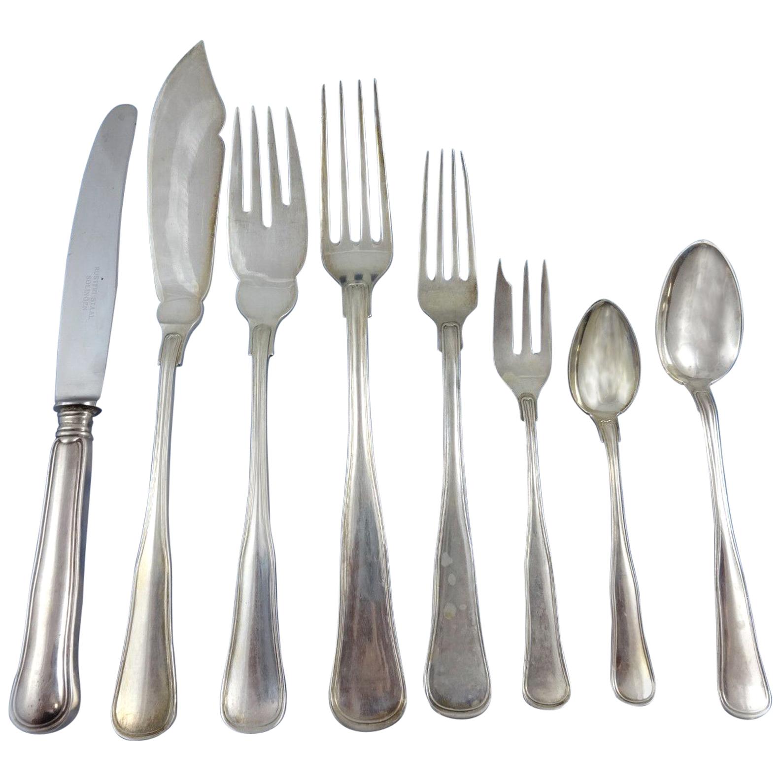 Old Danish by Cohr Sterling Silver Flatware Set Service 66 Pieces For Sale