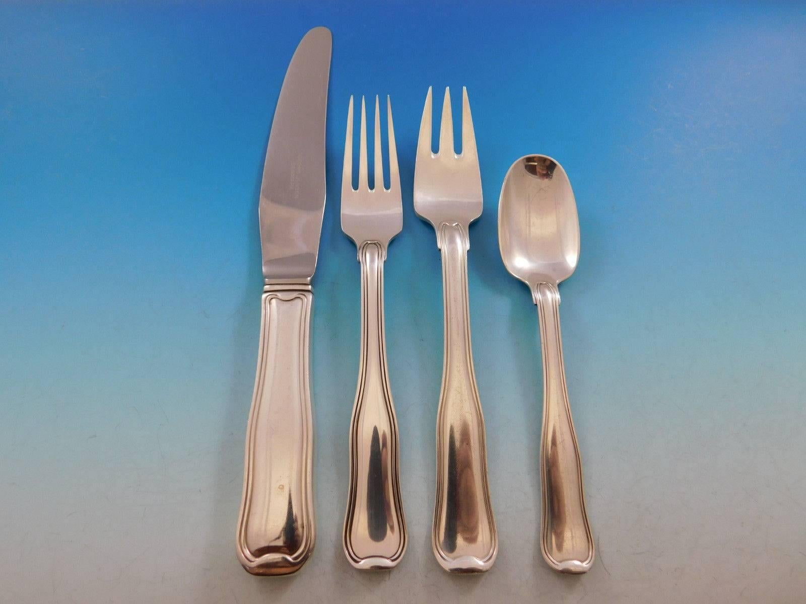 Scandinavo moderno Set di posate in argento massiccio Old Danish by Georg Jensen per 6 persone 32 pezzi in vendita