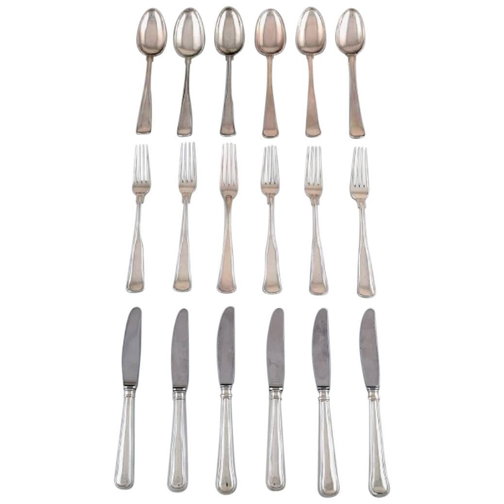 Old Danish Dinner Silver Cutlery for Six People, a Total of 18 Pieces, 1920s For Sale